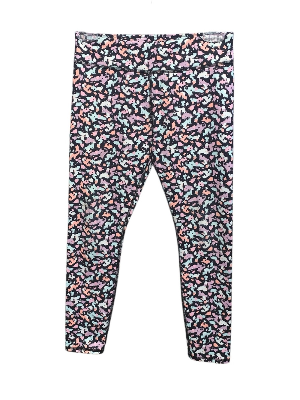 Athletic Works Girls Large 10/12 Pink & Black Multi-Color Printed Leggings
